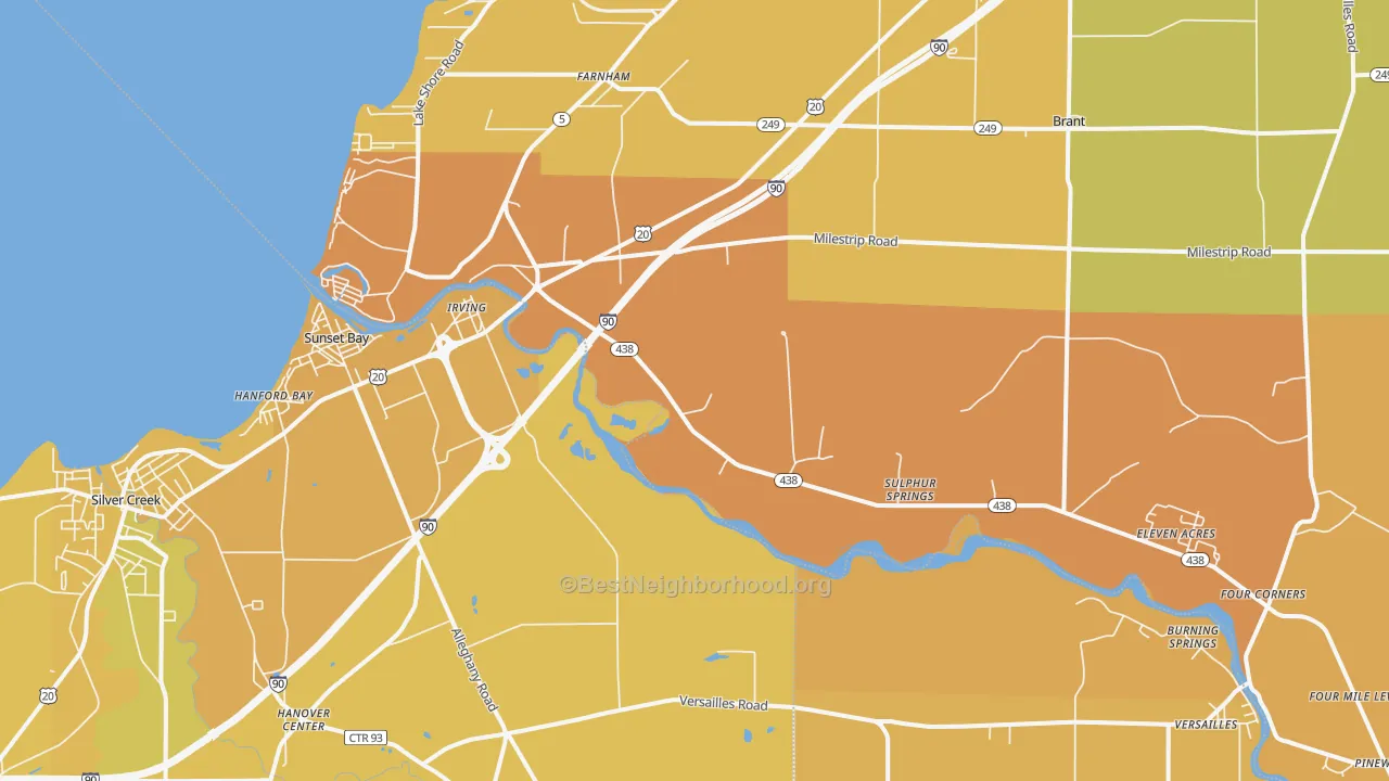 Map of the best neighborhoods in the Irving area, with better matches in green and worse matches in red