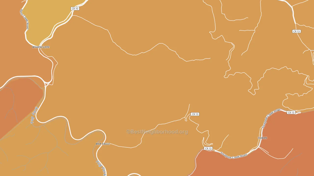 Map of the best neighborhoods in the Isaban area, with better matches in green and worse matches in red