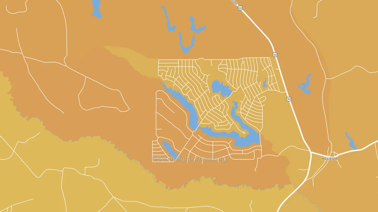 Map of the best neighborhoods in the Ivanhoe North area, with better matches in green and worse matches in red