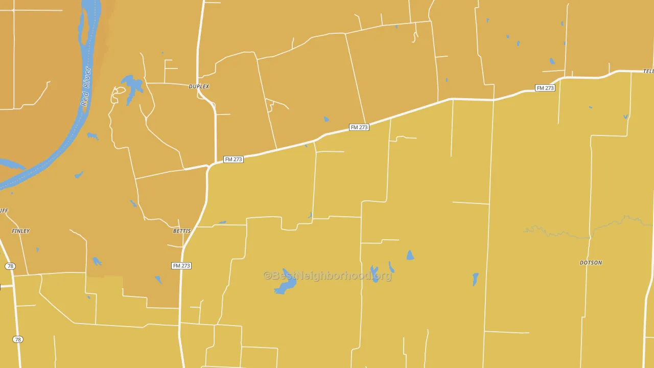 Map of the best neighborhoods in the Ivanhoe area, with better matches in green and worse matches in red