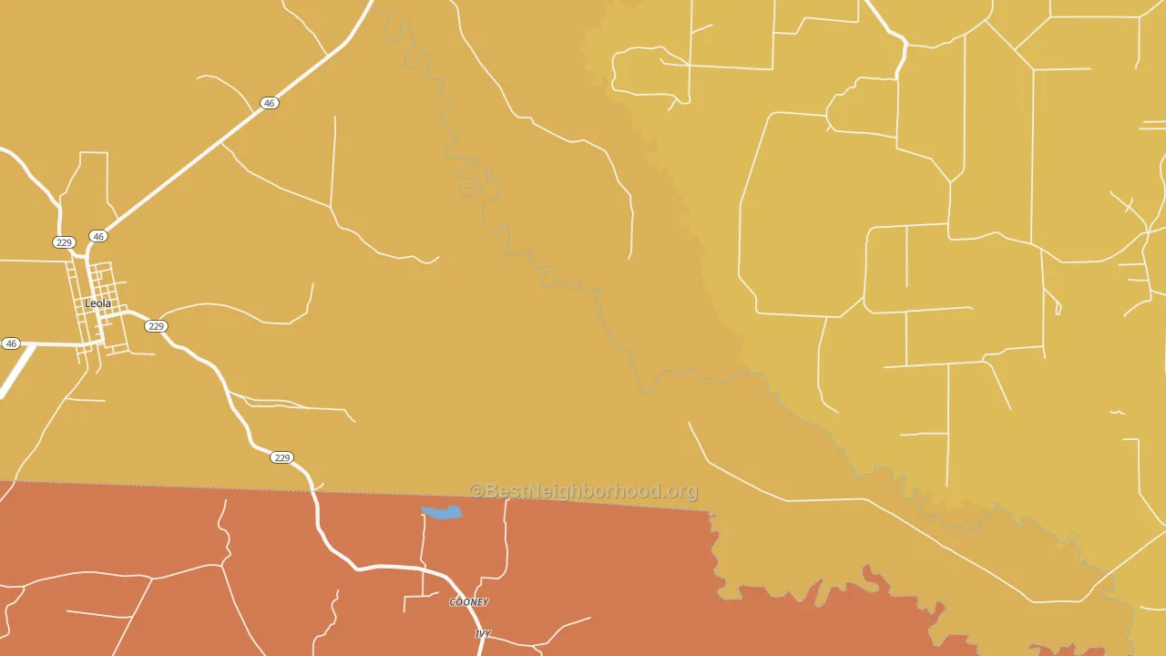 Map of the best neighborhoods in the Ivy area, with better matches in green and worse matches in red