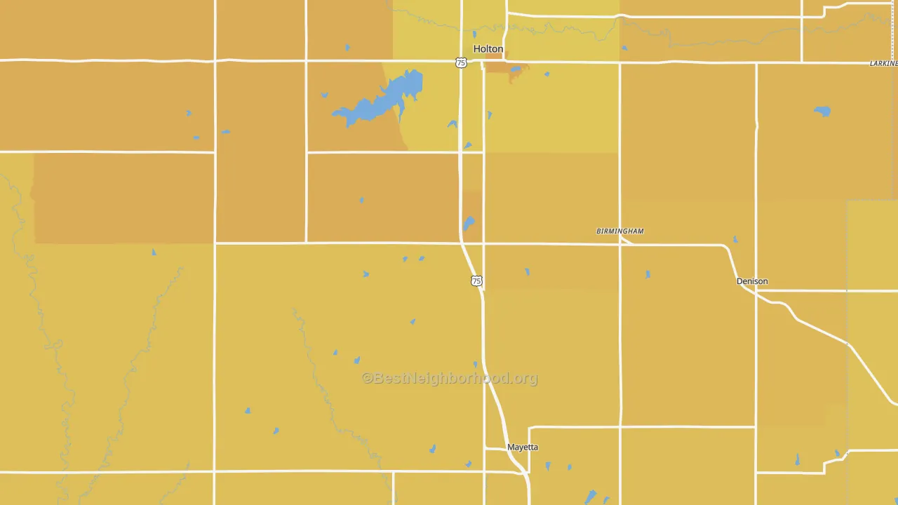 Map of the best neighborhoods in the Jackson County area, with better matches in green and worse matches in red