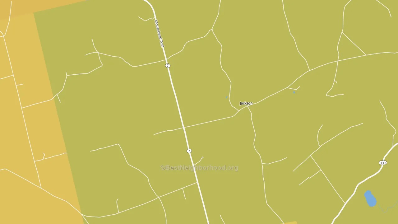 Map of the best neighborhoods in the Jackson area, with better matches in green and worse matches in red