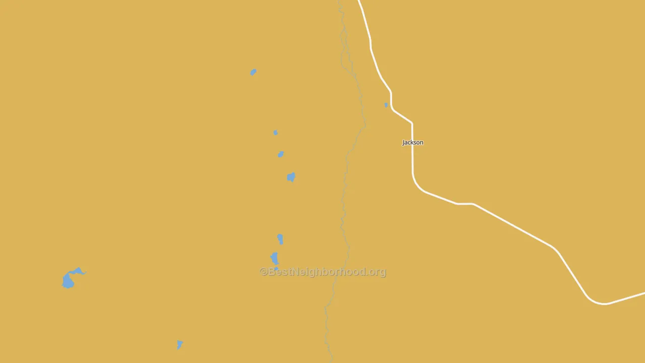 Map of the best neighborhoods in the Jackson area, with better matches in green and worse matches in red