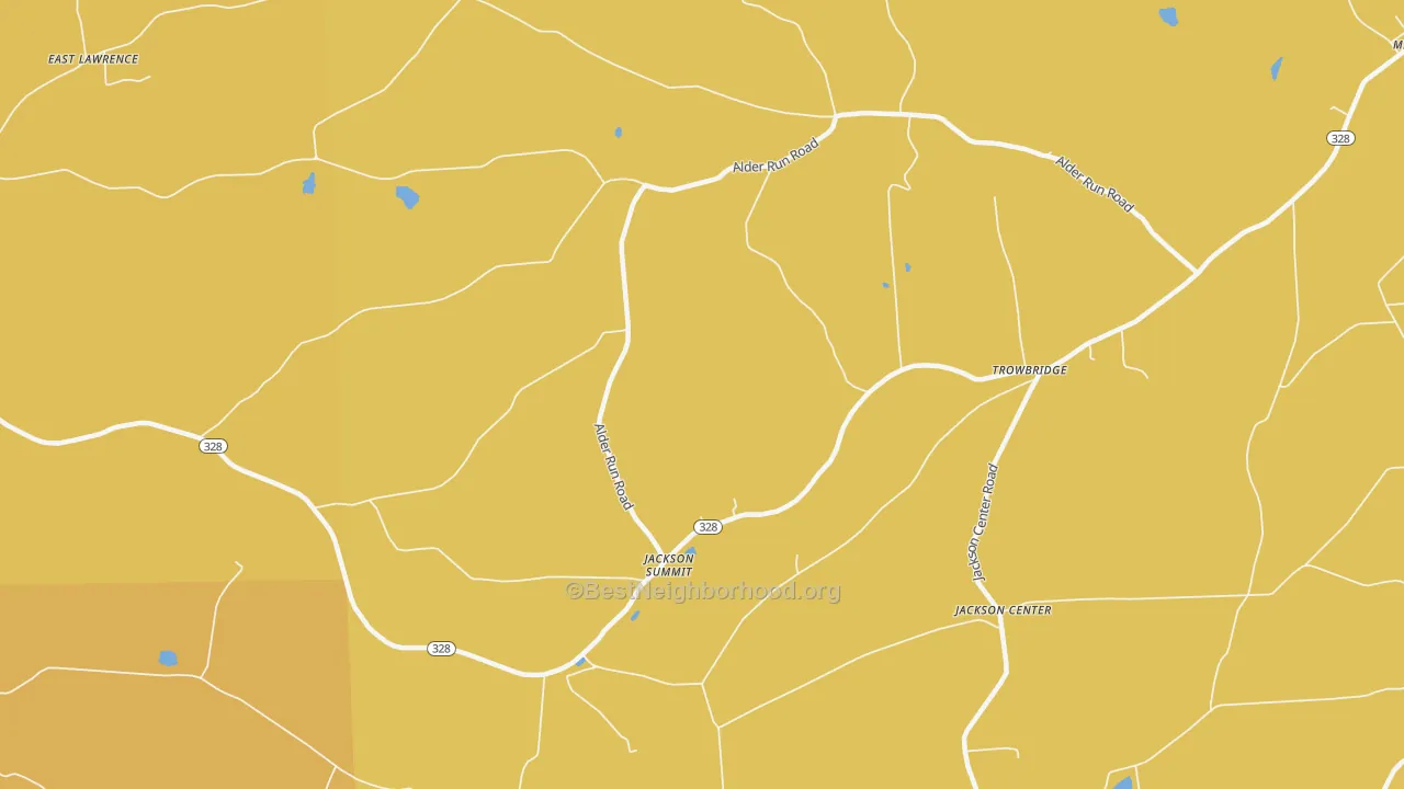 Map of the best neighborhoods in the Jackson Summit area, with better matches in green and worse matches in red
