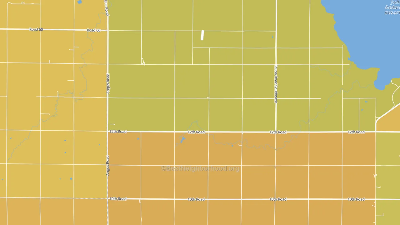 Map of the best neighborhoods in the Jacobs Creek Landing area, with better matches in green and worse matches in red