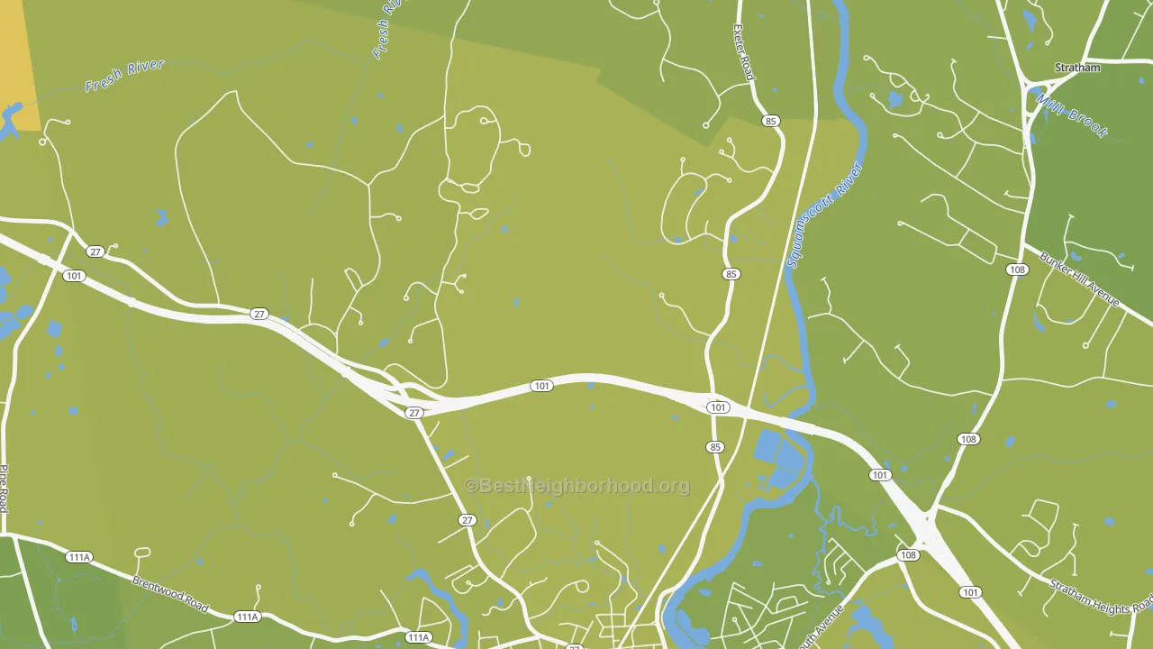Map of the best neighborhoods in the Jady Hill area, with better matches in green and worse matches in red