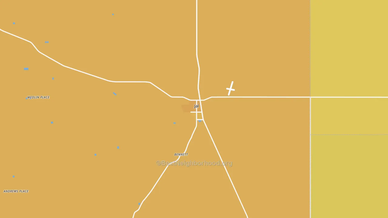 Map of the best neighborhoods in the Jal area, with better matches in green and worse matches in red