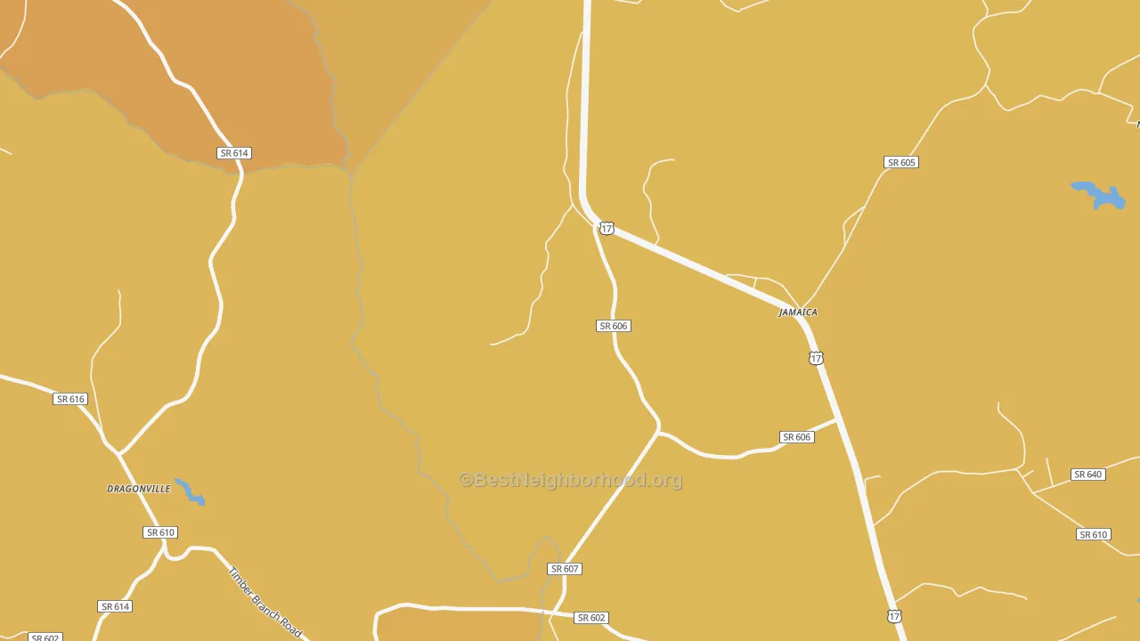 Map of the best neighborhoods in the Jamaica area, with better matches in green and worse matches in red