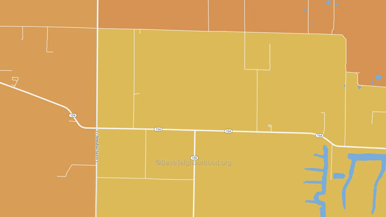 Map of the best neighborhoods in the Jamestown area, with better matches in green and worse matches in red