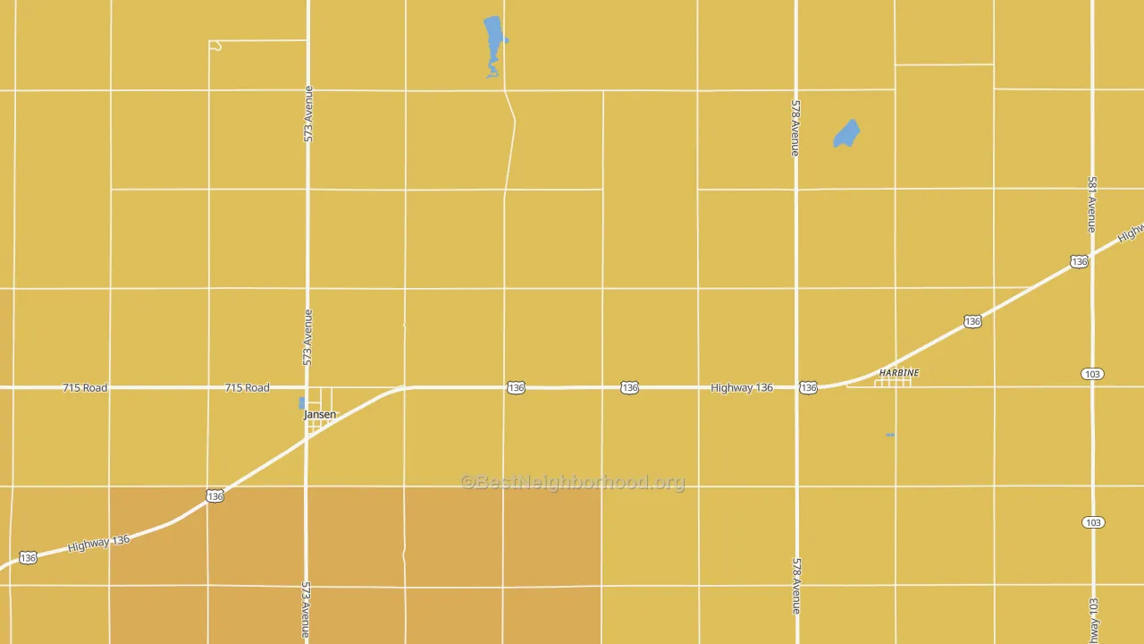 Map of the best neighborhoods in the Jansen area, with better matches in green and worse matches in red