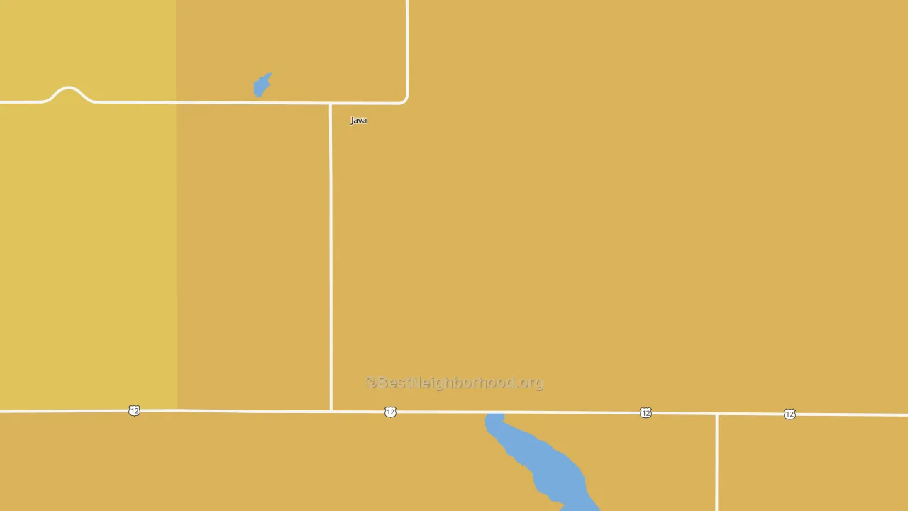 Map of the best neighborhoods in the Java area, with better matches in green and worse matches in red
