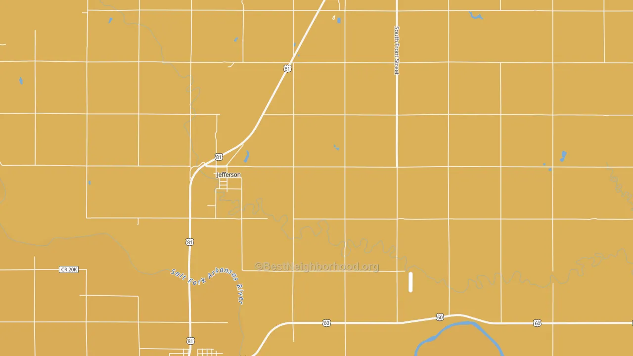 Map of the best neighborhoods in the Jefferson area, with better matches in green and worse matches in red