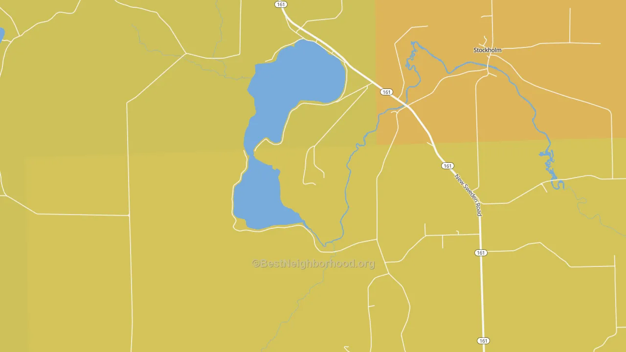 Map of the best neighborhoods in the Jemtland area, with better matches in green and worse matches in red