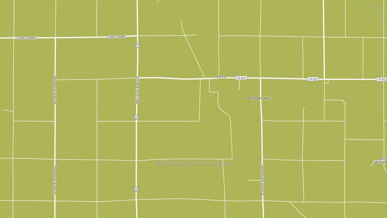 Map of the best neighborhoods in the Jerico area, with better matches in green and worse matches in red