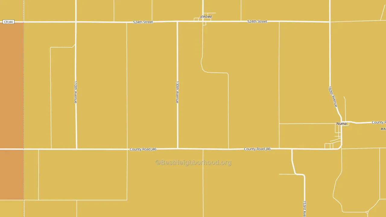 Map of the best neighborhoods in the Jerome area, with better matches in green and worse matches in red