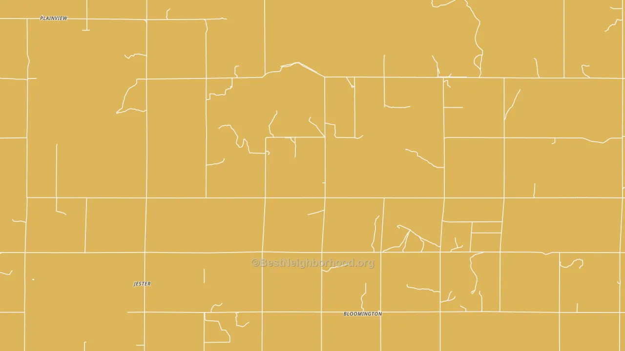 Map of the best neighborhoods in the Jester area, with better matches in green and worse matches in red