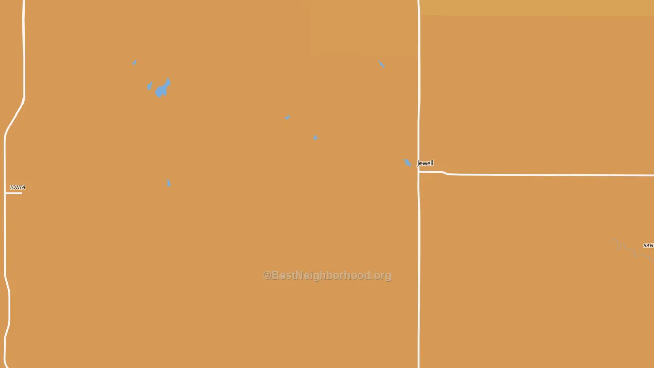 Map of the best neighborhoods in the Jewell area, with better matches in green and worse matches in red