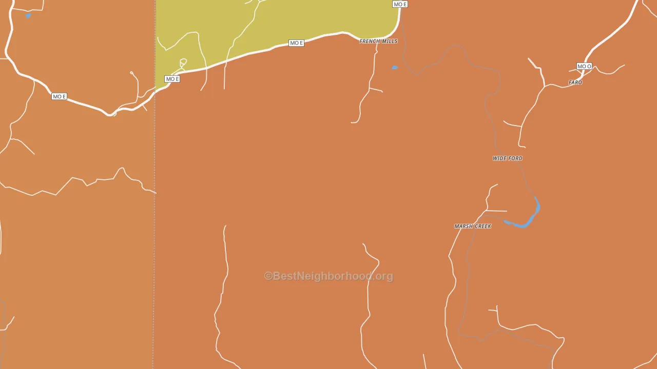 Map of the best neighborhoods in the Jewett area, with better matches in green and worse matches in red