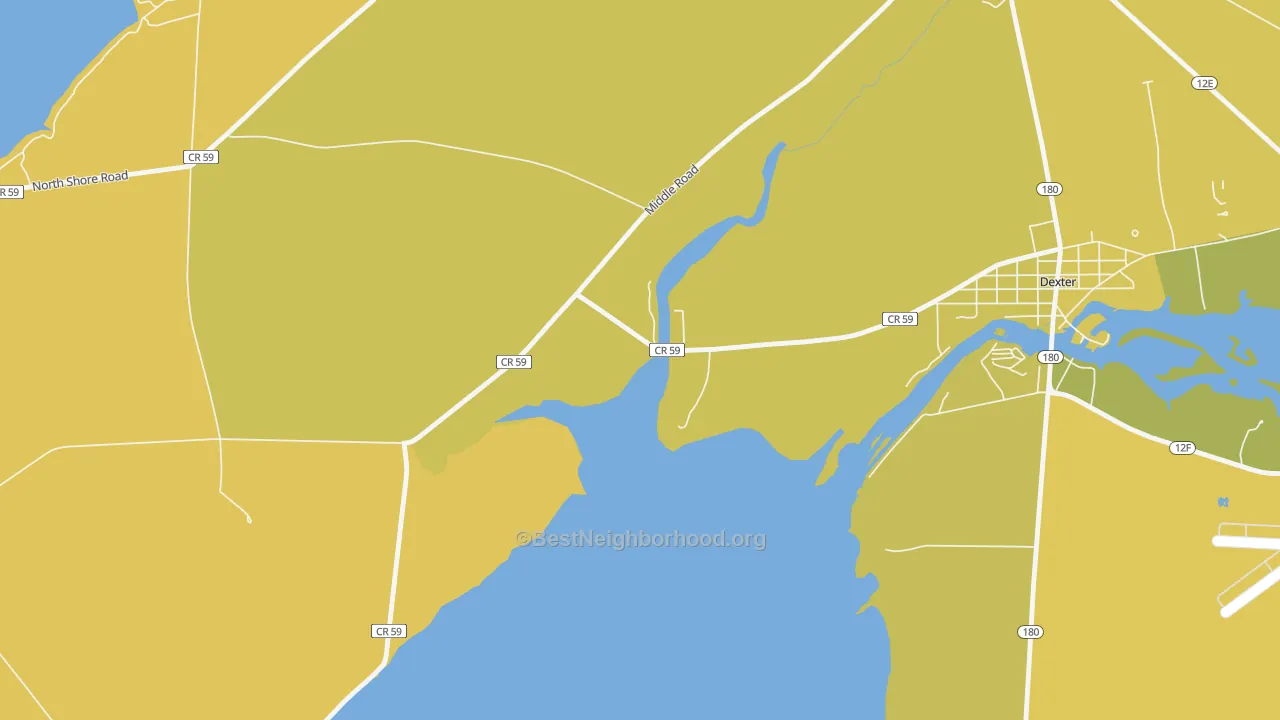 Map of the best neighborhoods in the Jewettville area, with better matches in green and worse matches in red