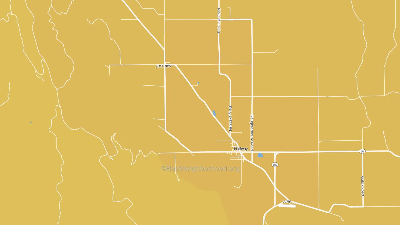 Map of the best neighborhoods in the Jimtown area, with better matches in green and worse matches in red
