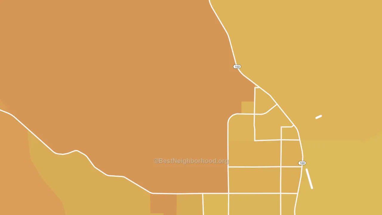 Map of the best neighborhoods in the Johnnie area, with better matches in green and worse matches in red
