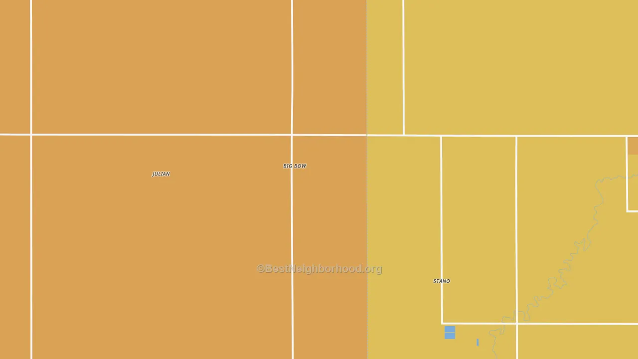 Map of the best neighborhoods in the Johnson area, with better matches in green and worse matches in red