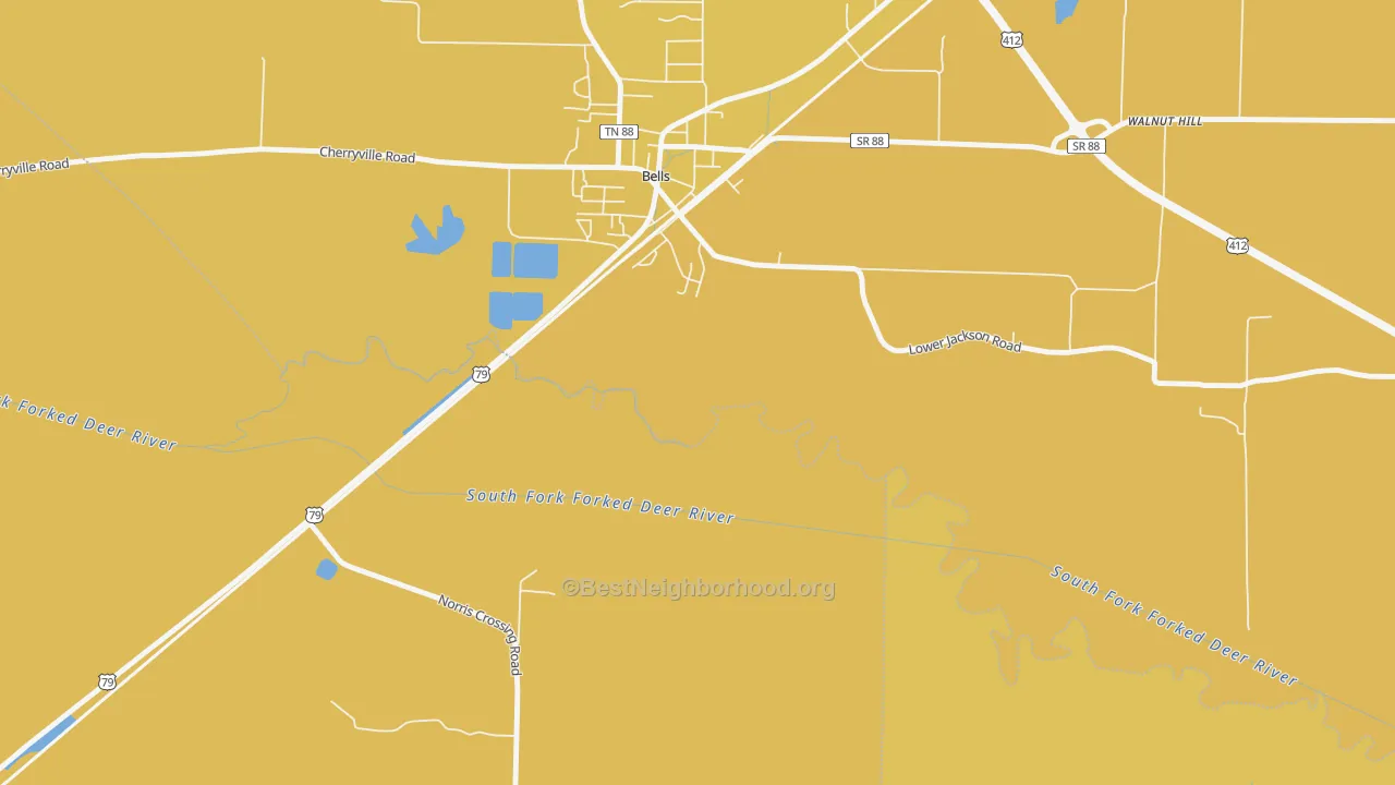 Map of the best neighborhoods in the Johnsons Grove area, with better matches in green and worse matches in red