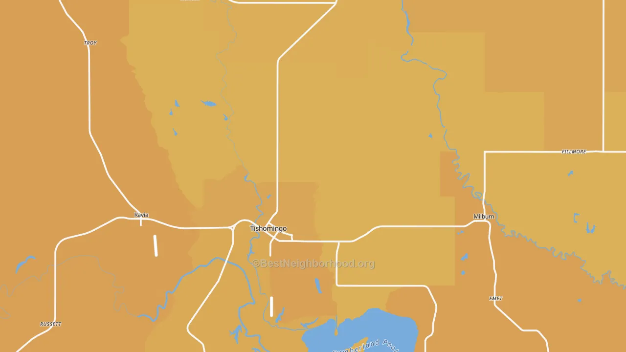 Map of the best neighborhoods in the Johnston County area, with better matches in green and worse matches in red