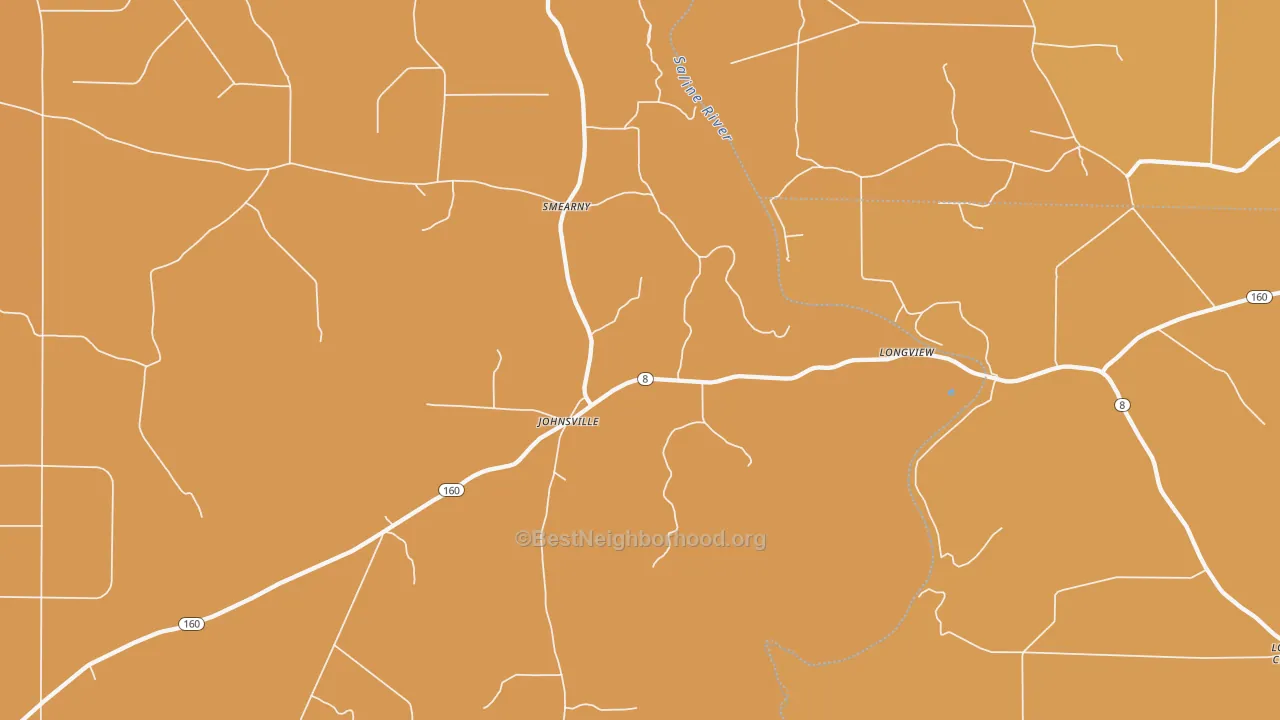 Map of the best neighborhoods in the Johnsville area, with better matches in green and worse matches in red