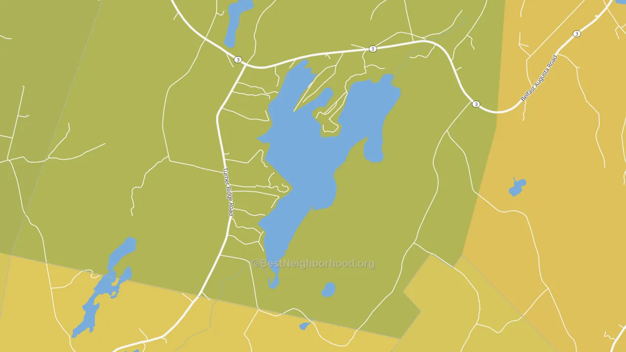 Map of the best neighborhoods in the Jones Corner area, with better matches in green and worse matches in red