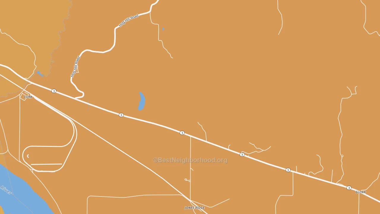 Map of the best neighborhoods in the Jones Ridge area, with better matches in green and worse matches in red