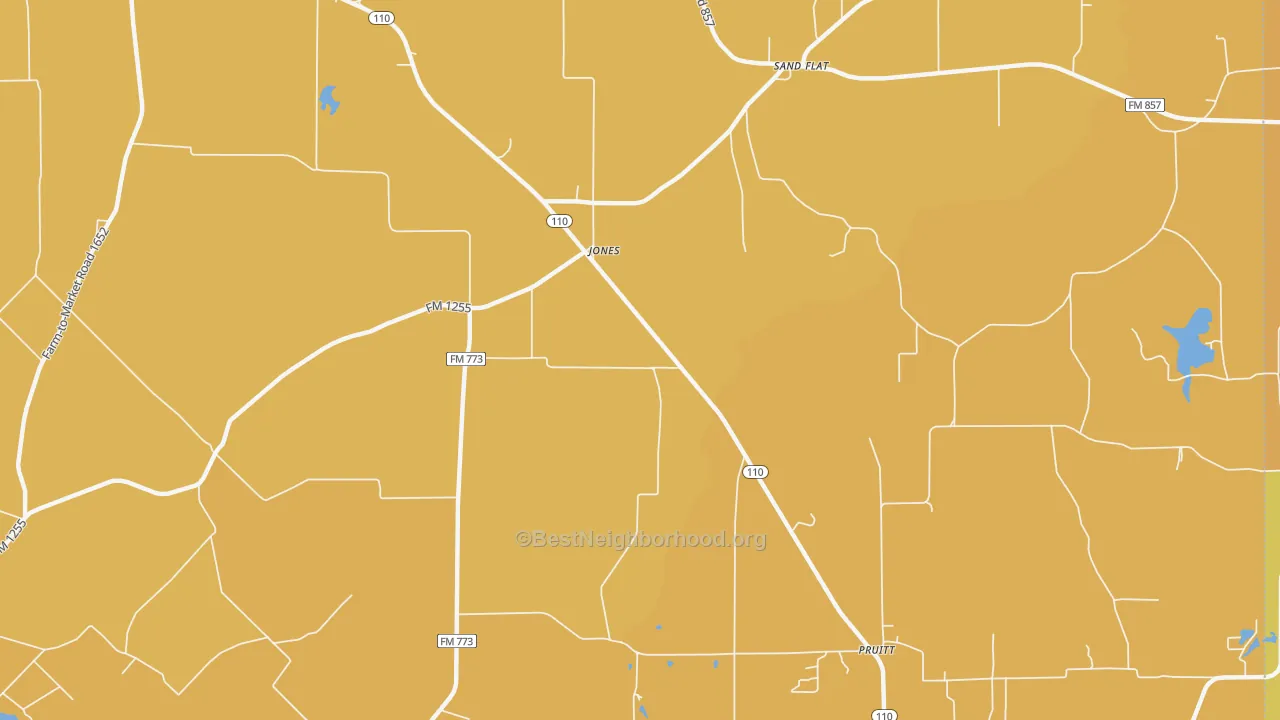 Map of the best neighborhoods in the Jones area, with better matches in green and worse matches in red