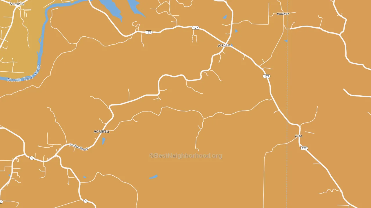 Map of the best neighborhoods in the Jordan area, with better matches in green and worse matches in red