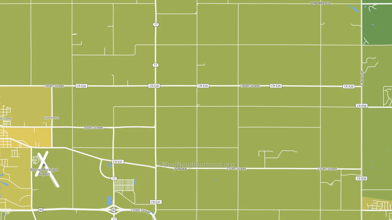 Map of the best neighborhoods in the Jordan area, with better matches in green and worse matches in red