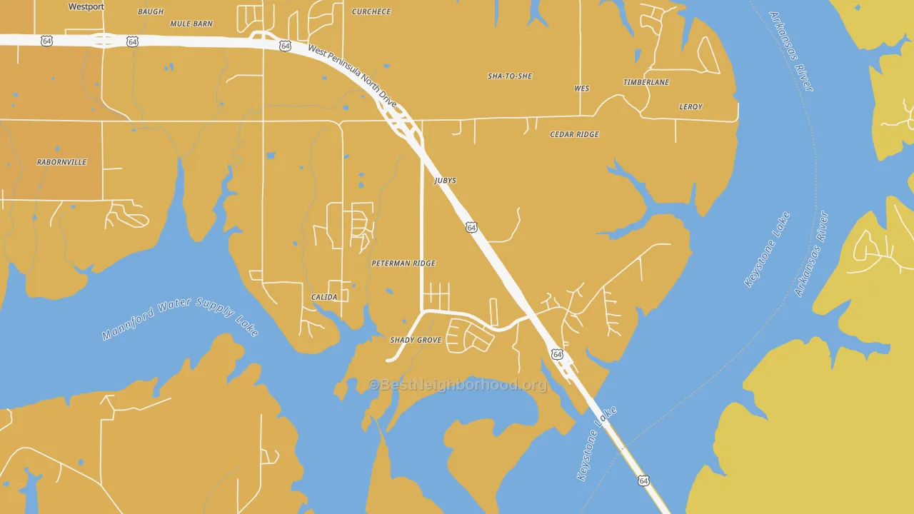 Map of the best neighborhoods in the Jubys area, with better matches in green and worse matches in red