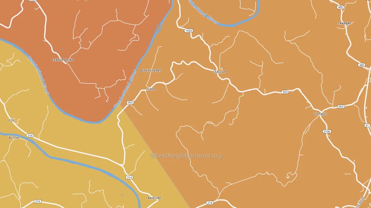 Map of the best neighborhoods in the Judio area, with better matches in green and worse matches in red