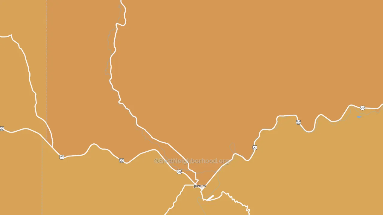 Map of the best neighborhoods in the Juntura area, with better matches in green and worse matches in red
