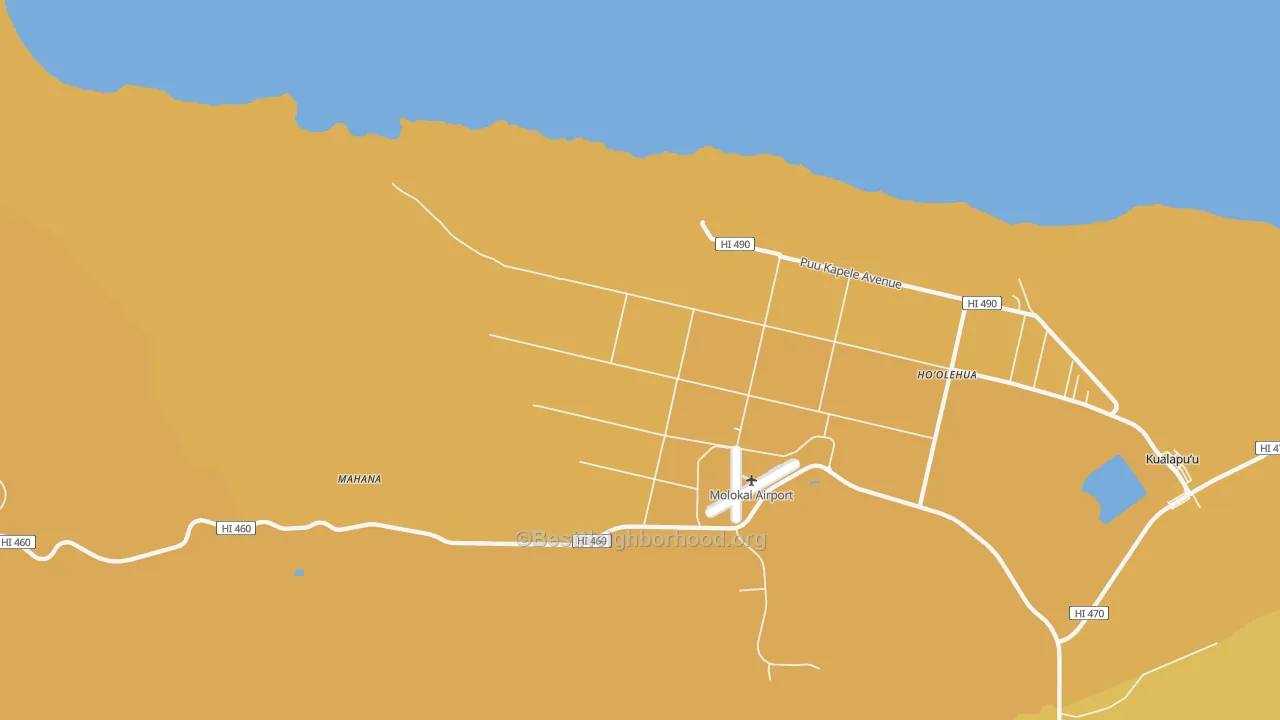 Map of the best neighborhoods in the Kalae area, with better matches in green and worse matches in red