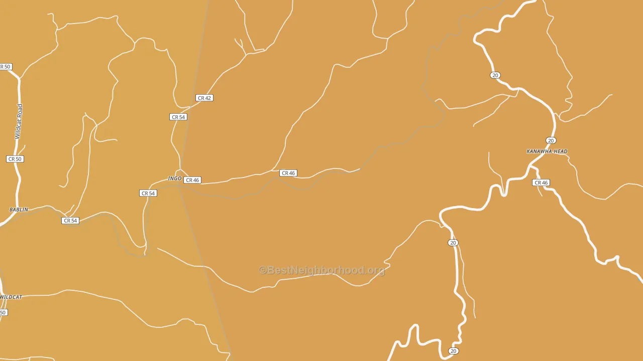 Map of the best neighborhoods in the Kanawha Head area, with better matches in green and worse matches in red