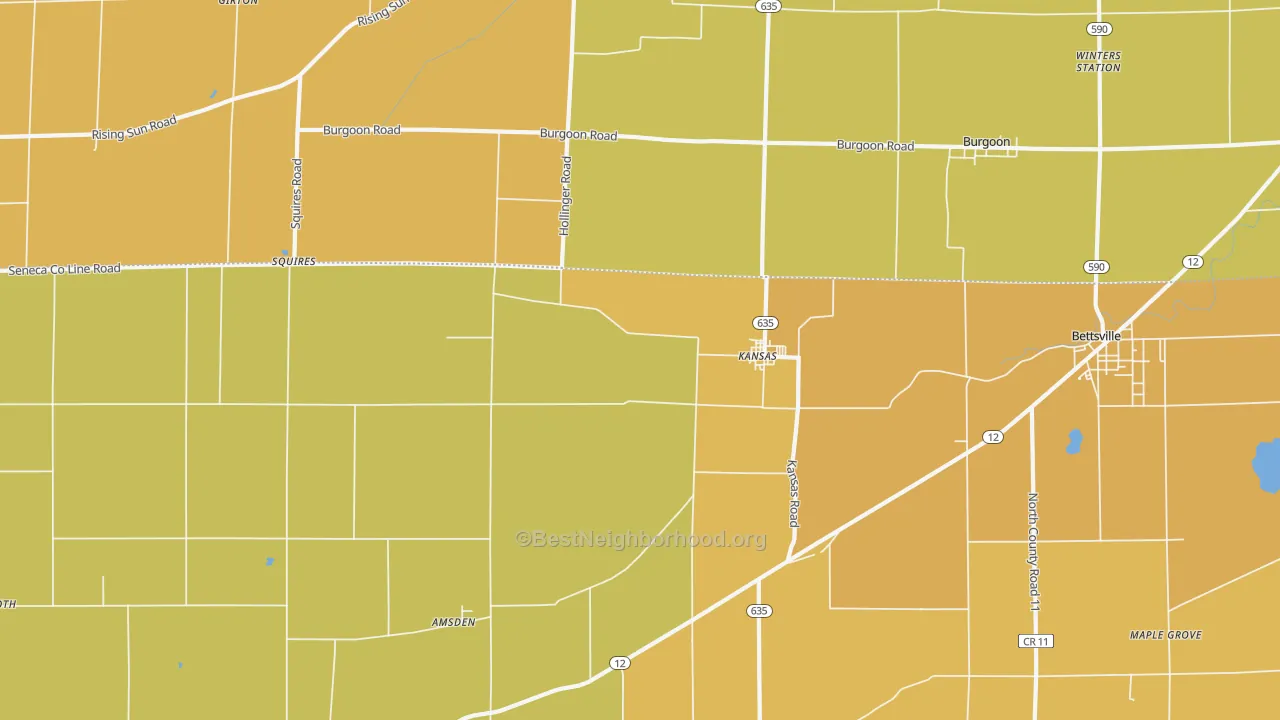 Map of the best neighborhoods in the Kansas area, with better matches in green and worse matches in red