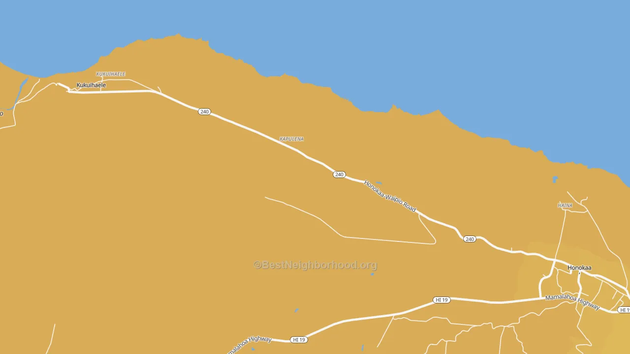Map of the best neighborhoods in the Kapulena area, with better matches in green and worse matches in red