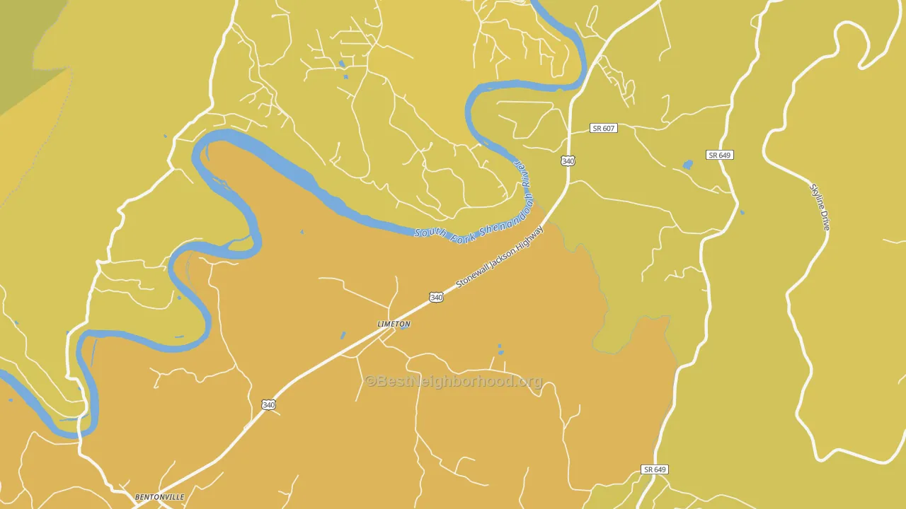 Map of the best neighborhoods in the Karo area, with better matches in green and worse matches in red