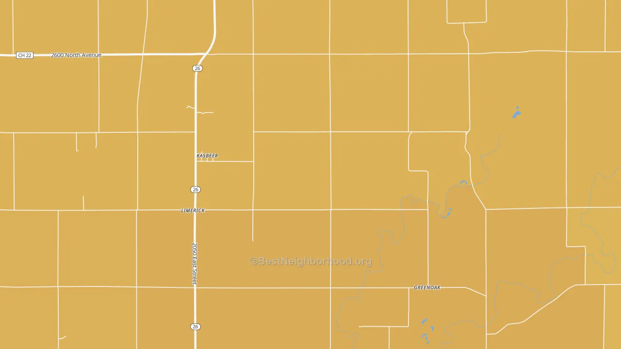 Map of the best neighborhoods in the Kasbeer area, with better matches in green and worse matches in red
