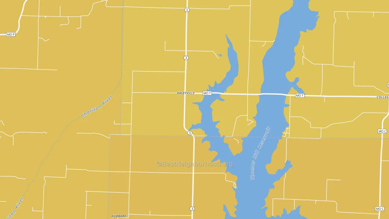 Map of the best neighborhoods in the Kaseyville area, with better matches in green and worse matches in red
