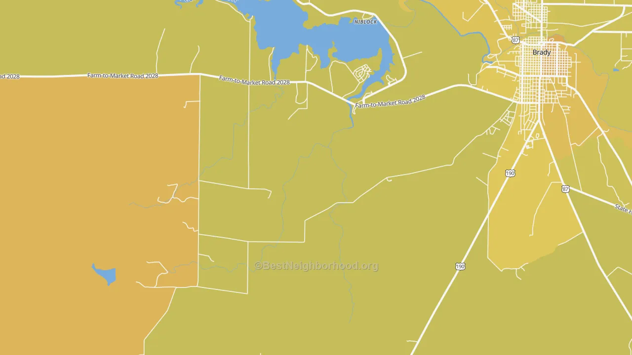 Map of the best neighborhoods in the Katemcy area, with better matches in green and worse matches in red