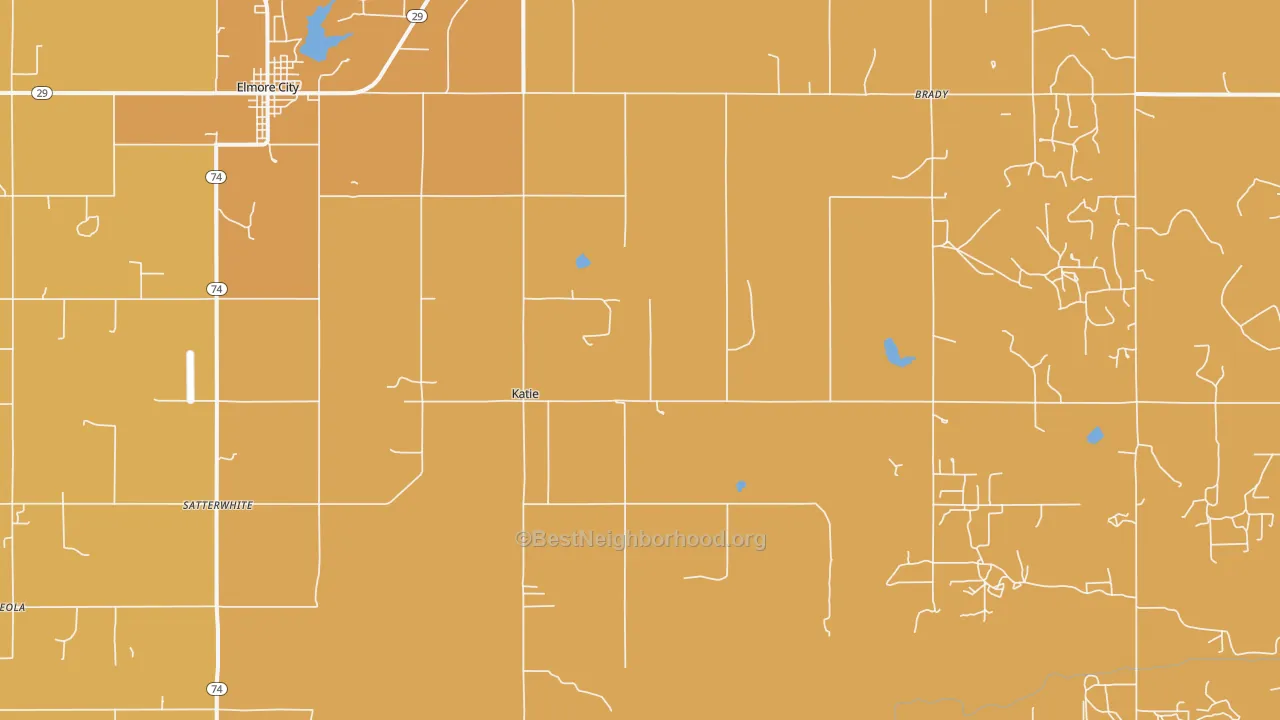 Map of the best neighborhoods in the Katie area, with better matches in green and worse matches in red