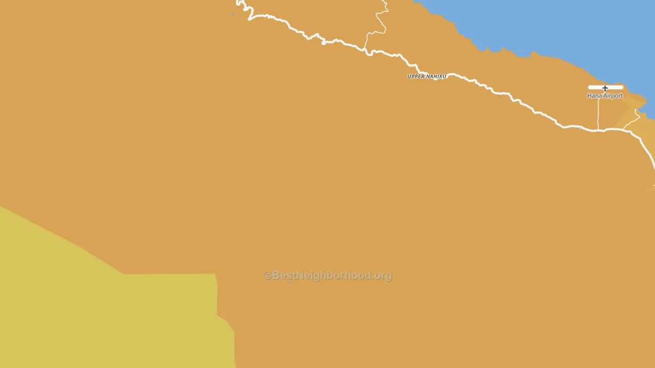 Map of the best neighborhoods in the Kaupo area, with better matches in green and worse matches in red