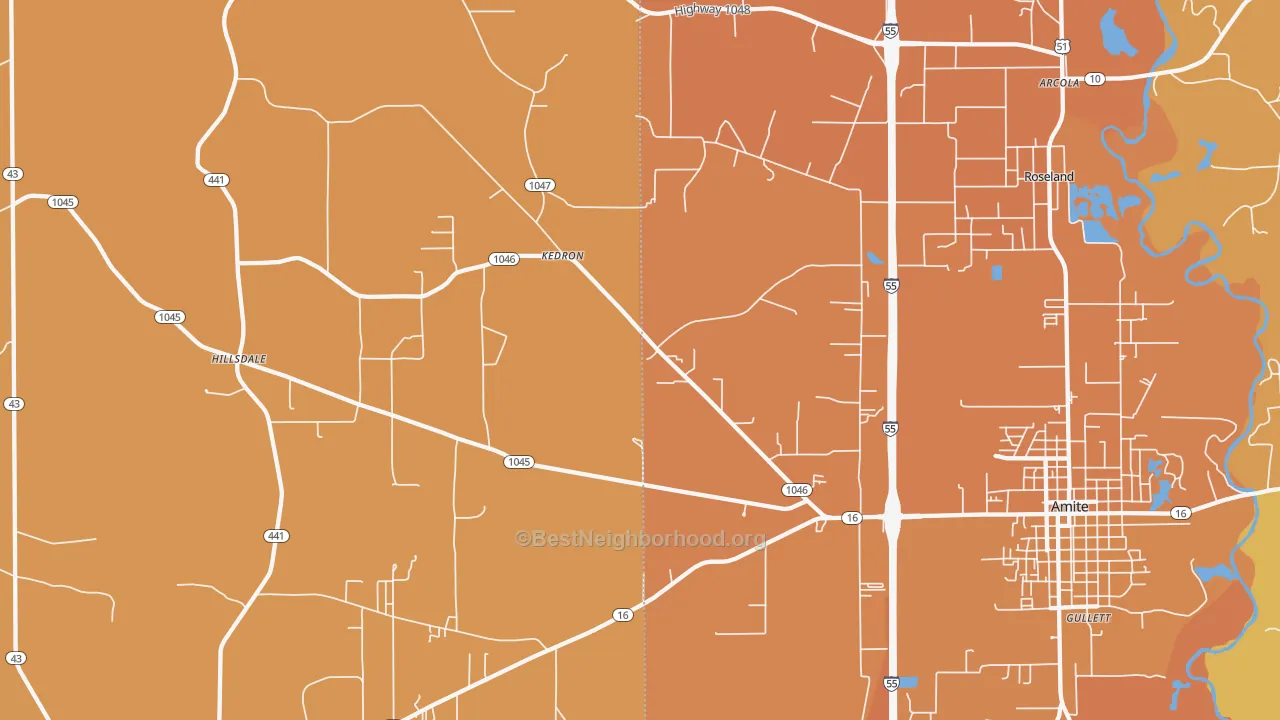 Map of the best neighborhoods in the Kedron area, with better matches in green and worse matches in red