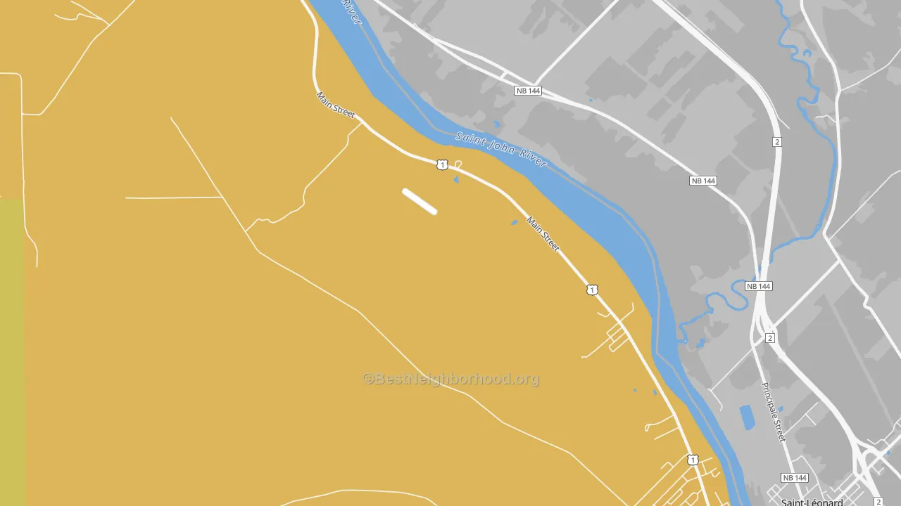 Map of the best neighborhoods in the Keegan area, with better matches in green and worse matches in red